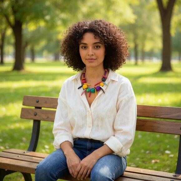 Cotton Candy Dopaminecore Kidcore Tagua Necklace - Picture 7 of 8